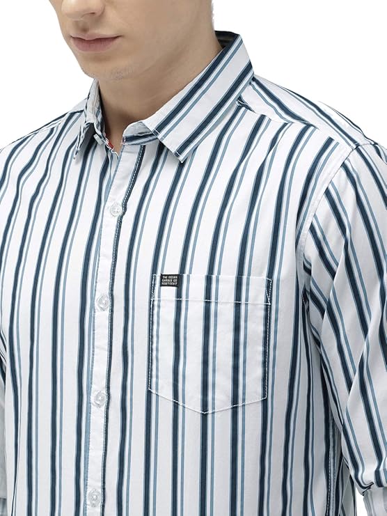 The Indian Garage Co Men’s Cotton Slim Fit Multi Striped Full Sleeves Cutaway Collar Casual Shirt (Copy)