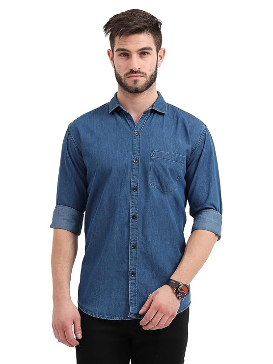 Miraan Men’s Cotton Regular Fit Casual Denim Shirt (SIGDENIMM)